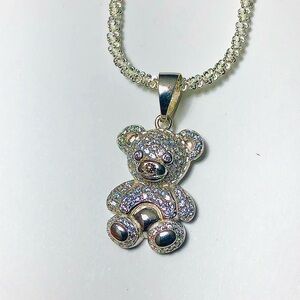 Silver Teddy Pendant W/necklace